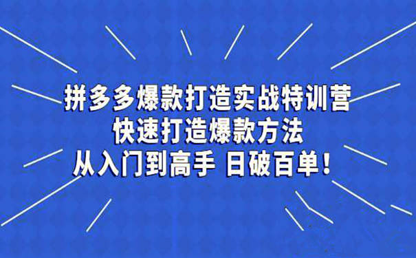 拼多多爆款打造实战特训营(爆款打造具体方法讲解) 第1张